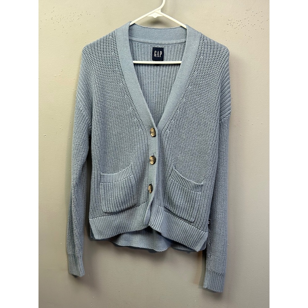 GAP Light Blue Knit Button-Front Cardigan